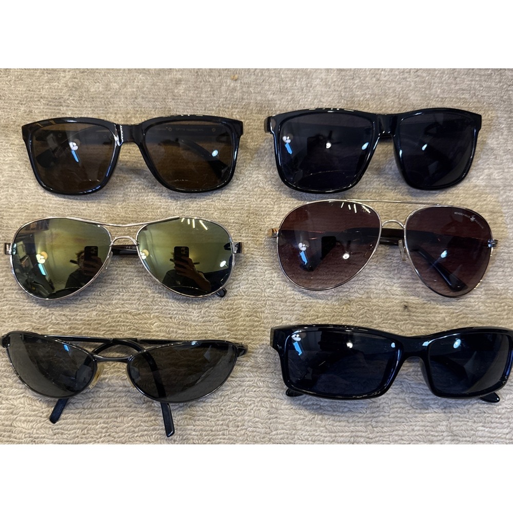 6 pairs sunglasses: Caribbean Sun, Locs, Beverly Hills Polo, Dockers-All 6 pairs